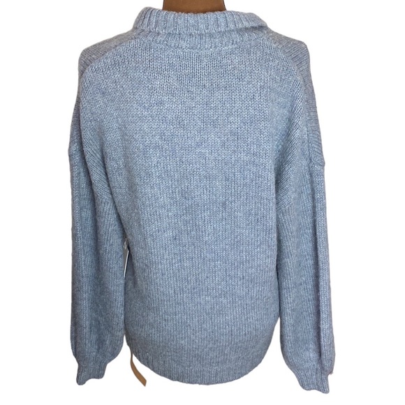 Reformation Belvedere baby alpaca oversized Henley sweater in blue size S - Picture 4 of 15